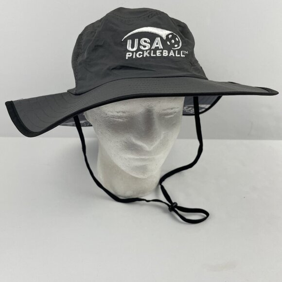 USA Pickleball Boonie Sin Hat Adult L Wide Brim Canvas Mesh Gray - Picture 1 of 7